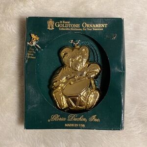 Golden Drummer Bear Ornament